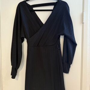 Millibon Black Long Sleeve Wrap Dress